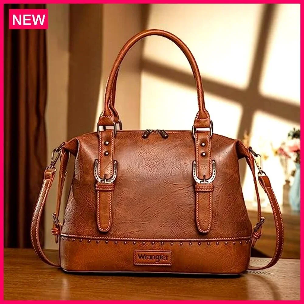 Western Barrel Satchel Purse with Detachable Strap, Lightweight Spacious Handbag - Picture 4 of 8